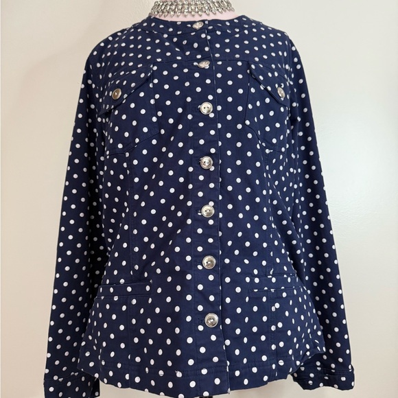 Appleseed’s Navy Polka Dot Button-Up jacket in size XL - Picture 2 of 12